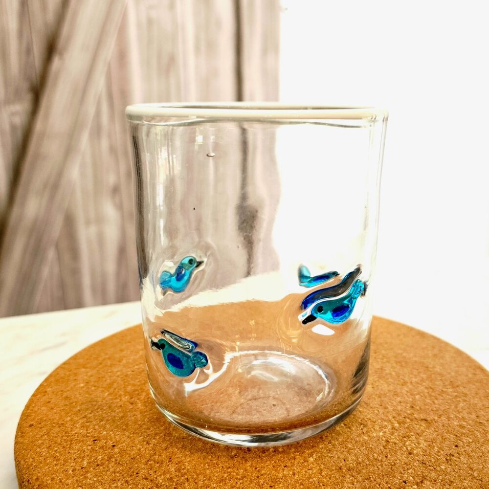 Anthropologie Icon Juice Glass Birds Bluebirds
